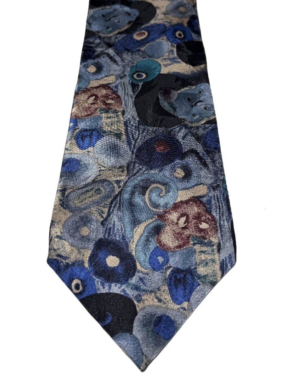 Cricketeer Floral Men’s Tie Blue Black Abstract Pattern